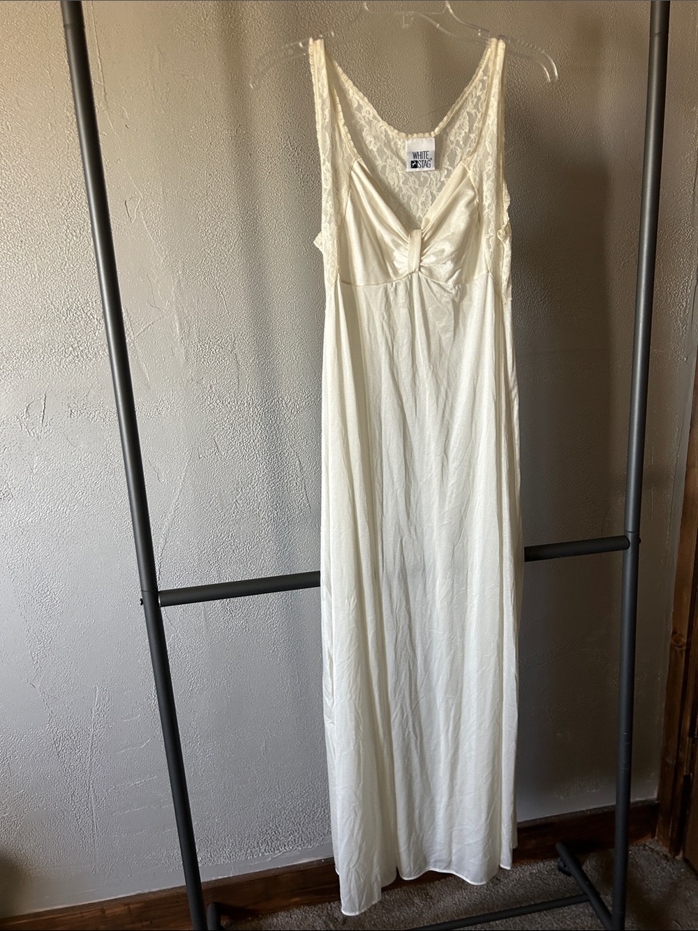 White Stag Cream Lace-Trim Slip Gown